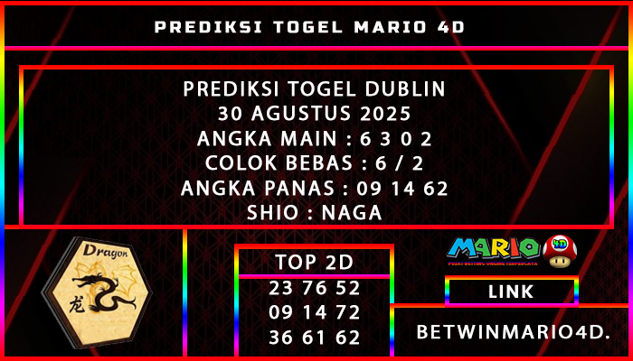 PREDIKSI TOGEL DUBLIN 30 AGUSTUS 2025