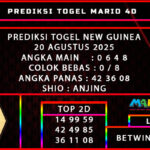 PREDIKSI TOGEL NEW GUINEA 20 AGUSTUS 2025 HARI INI
