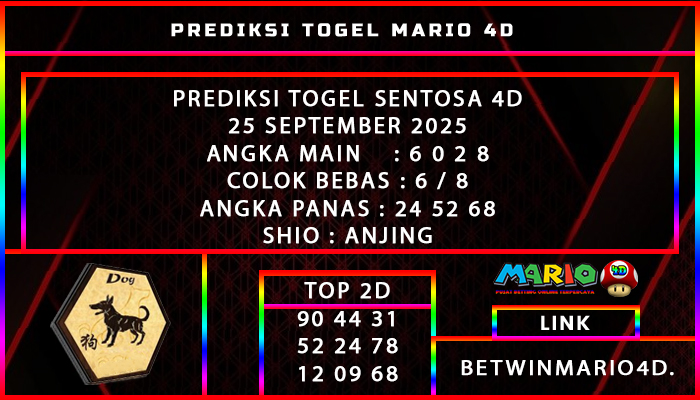 PREDIKSI TOGEL SENTOSA 4D 25 SEPTEMBER 2025